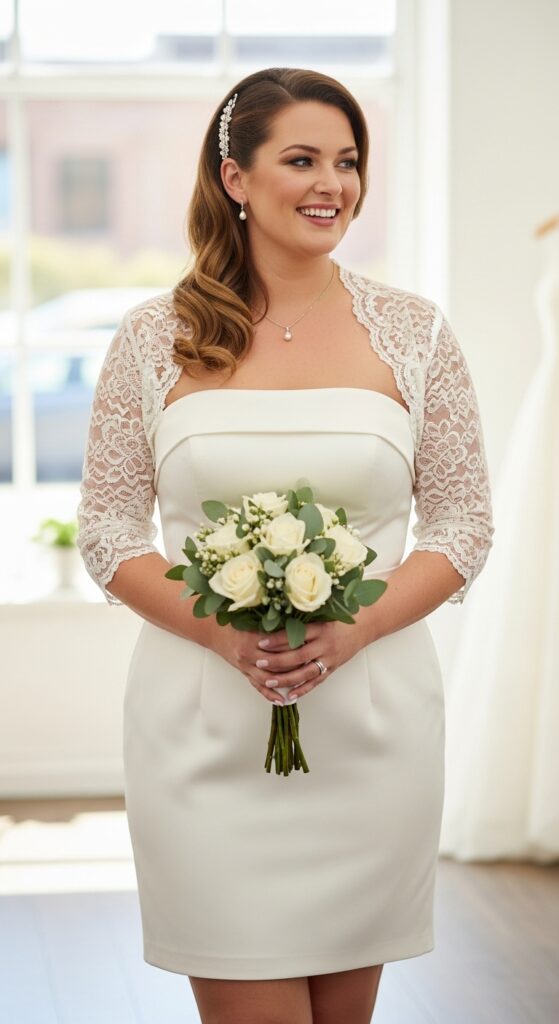 10 Stunning Plus Size Short Wedding Dresses Curvy Brides Will Love 9 Strapless Short Sheath Dress