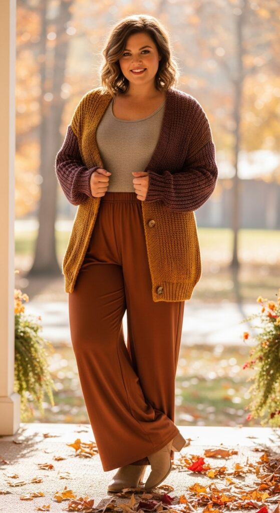 15 Plus Size Cozy Fall Outfits Curvy Women Will Love 12 Stretchy Wide-Leg Pants