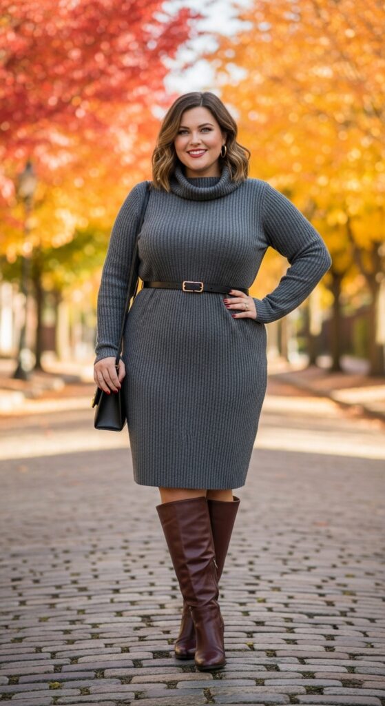 15 Plus Size Fall Inspiration Outfits to Ignite Your Style Confidence 8 Sweater Dress Perfection