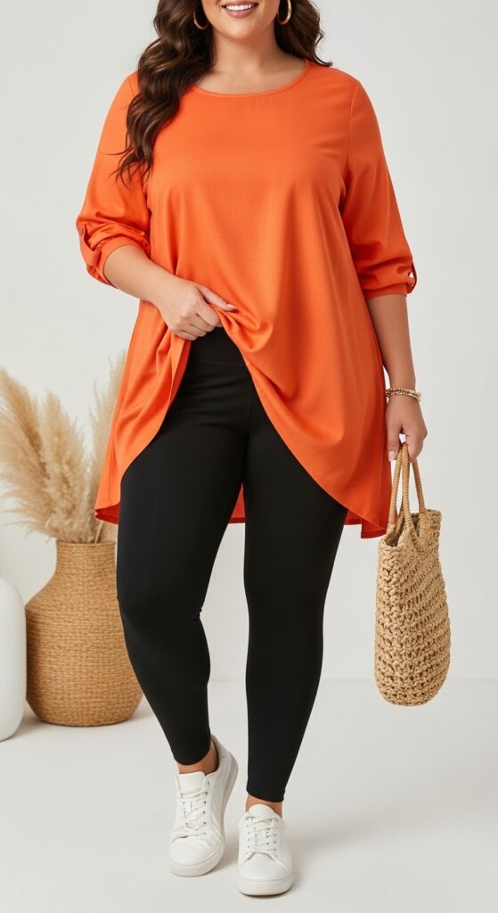 Tangerine Tunic and Black Leggings