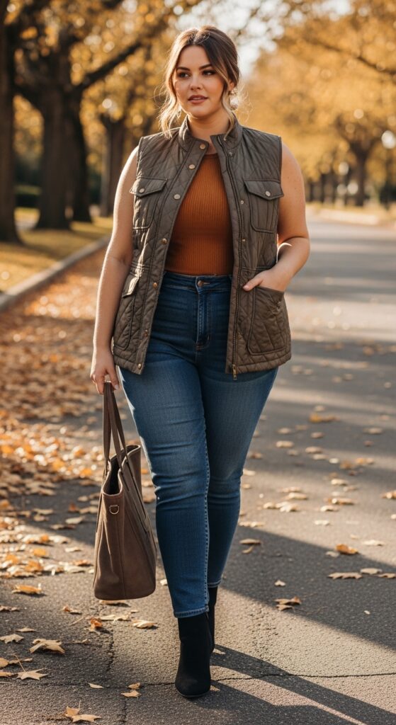 14 Plus Size Fall Transition Outfits to Master Every Temperature Swing 6 Tank Top & Utility Vest