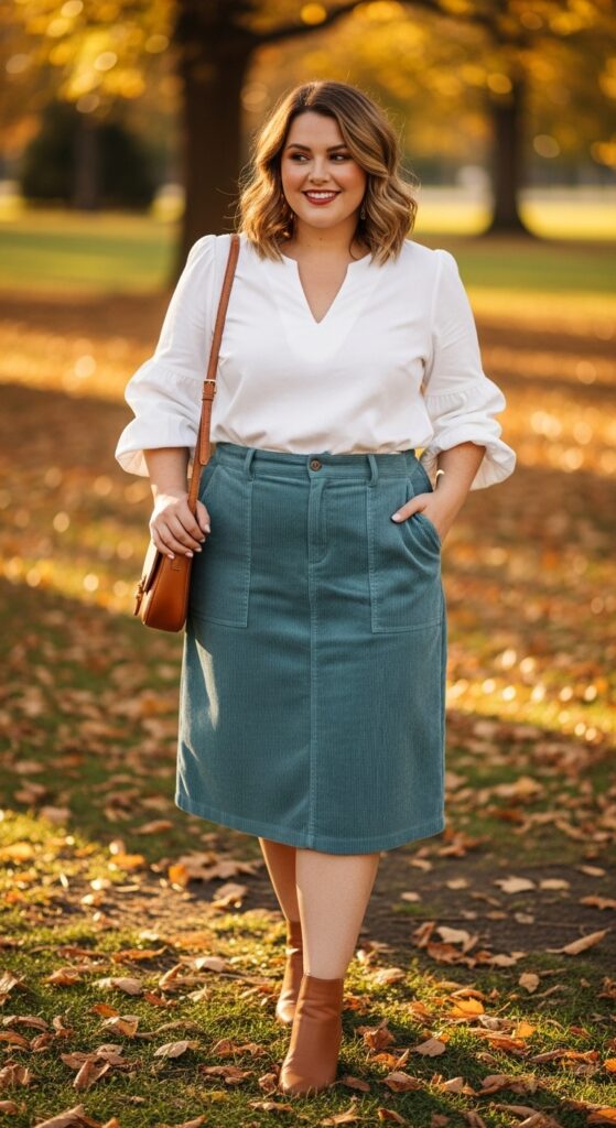 12 Plus Size Soft Autumn Outfits for Subtle, Radiant Style 8 The Brushed Cotton and Corduroy