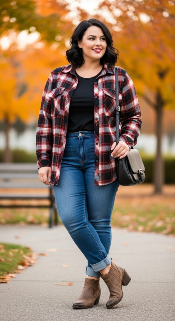 14 Plus Size Casual Autumn Outfits for Everyday Confidence 7 The Button-Down Shirt and Jeans