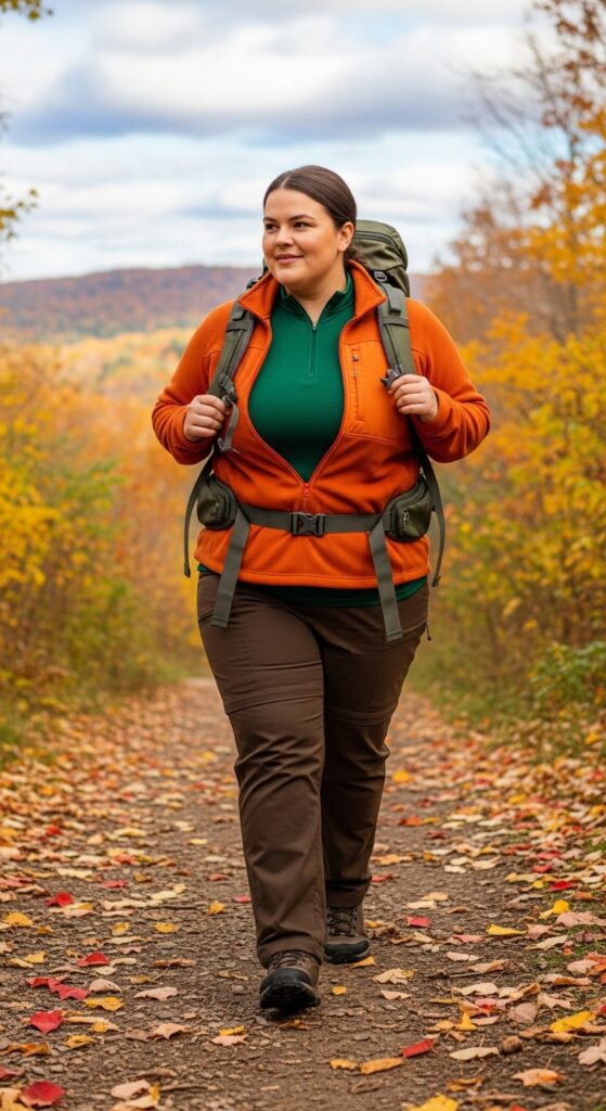 14 Plus Size Fall Hiking Outfits for Comfort & Confidence on the Trails 13 The Classic Fall Day Hiker