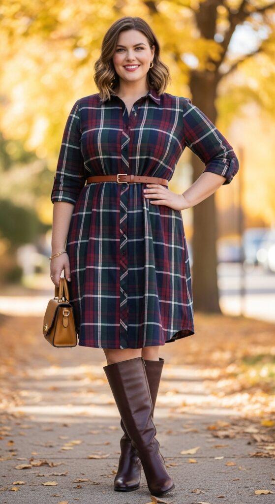 14 Plus Size Preppy Fall Outfits for Effortless, Polished Style 11 The Collared Shirt Dress