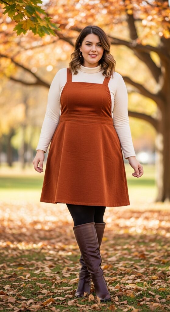 12 Plus Size Autumn Outfits for Effortless Style and Confidence 6 The Corduroy Pinafore Dress
