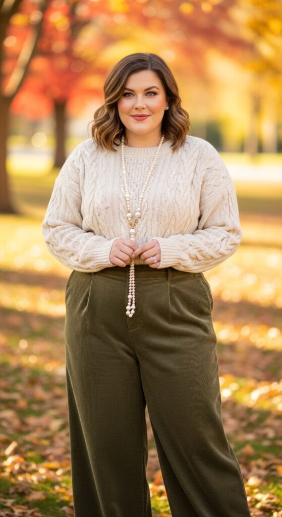 14 Plus Size Preppy Fall Outfits for Effortless, Polished Style 8 The Corduroy Trouser