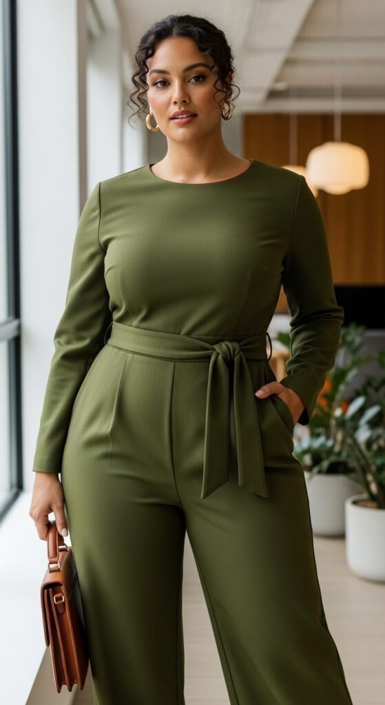 14 Plus Size Autumn Work Outfits for Professional Confidence 8 The Jumpsuit Solution