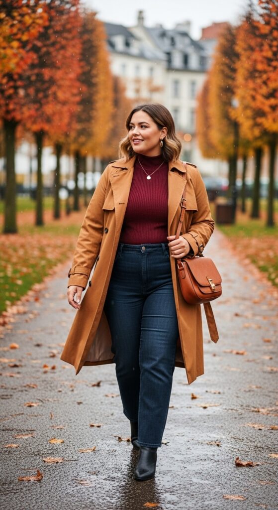14 Plus Size Fall Travel Outfits for Comfort & Style on the Go 11 The Lightweight Trench Coat