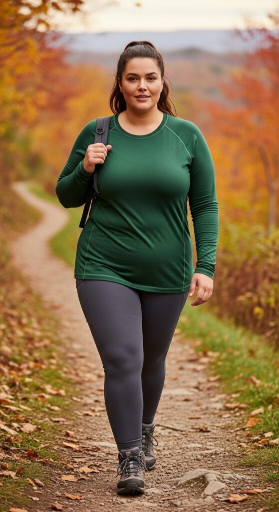 14 Plus Size Fall Hiking Outfits for Comfort & Confidence on the Trails 5 The Long-Sleeve Technical Tee