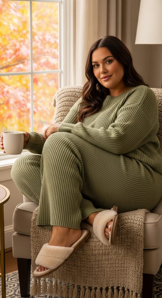 15 Plus Size Cozy Fall Outfits Curvy Women Will Love 3 The Matching Knit Set