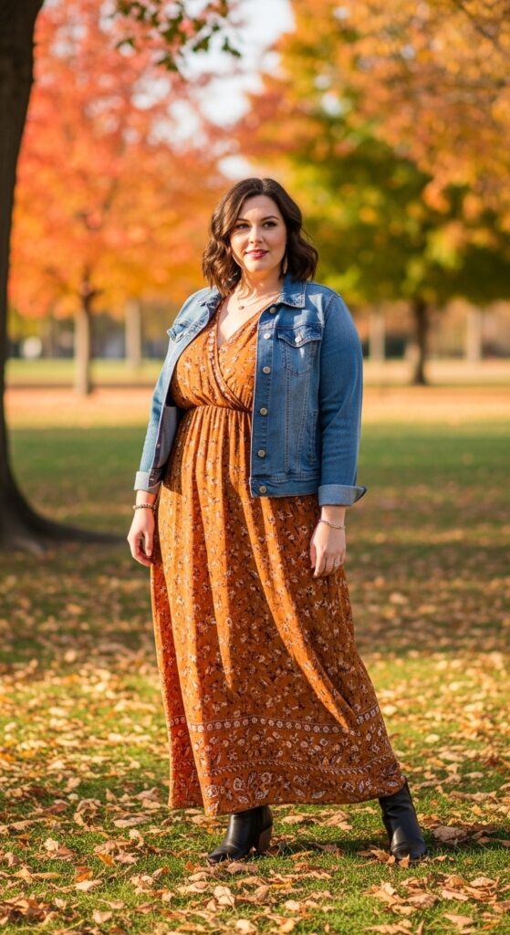 12 Plus Size Autumn Outfits for Effortless Style and Confidence 13 The Maxi Dress with Boots