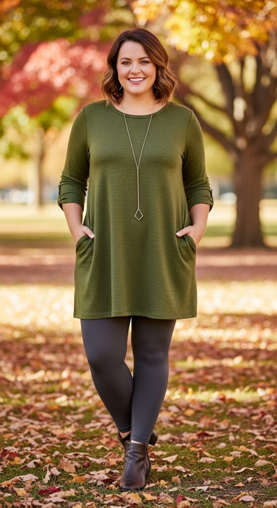 15 Plus Size Fall Mom Outfits Curvy Mothers Will Love 4 The Perfect Ponte Leggings & Tunic Combo