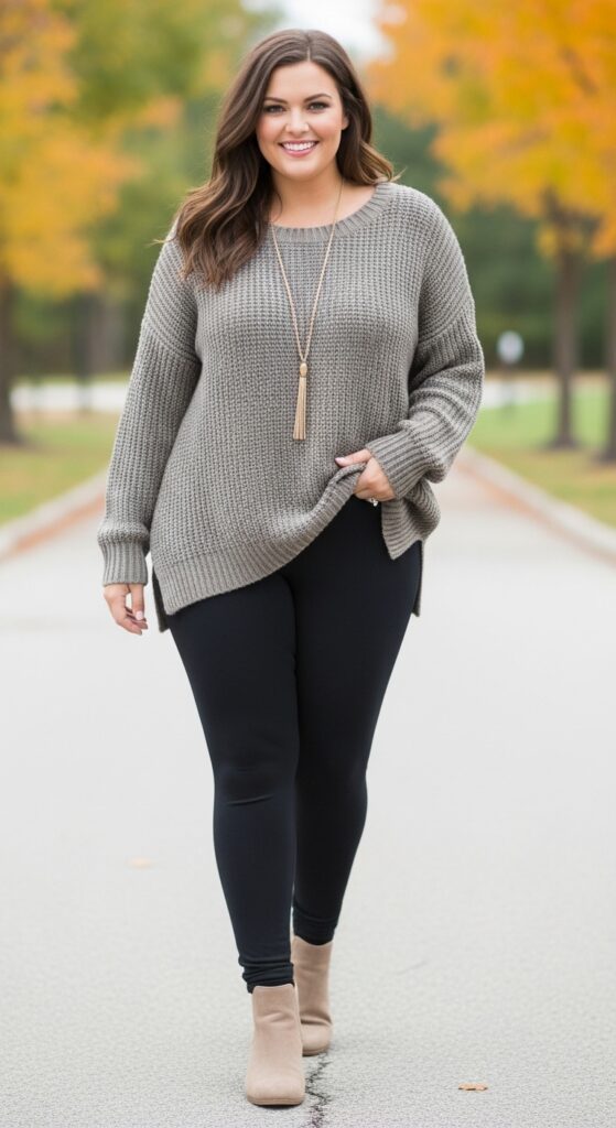 14 Plus Size Casual Autumn Outfits for Everyday Confidence 4 The Perfect Ponte Leggings and Oversized Sweater