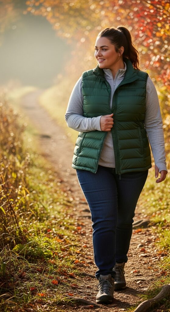 14 Plus Size Fall Hiking Outfits for Comfort & Confidence on the Trails 7 The Puffer Vest
