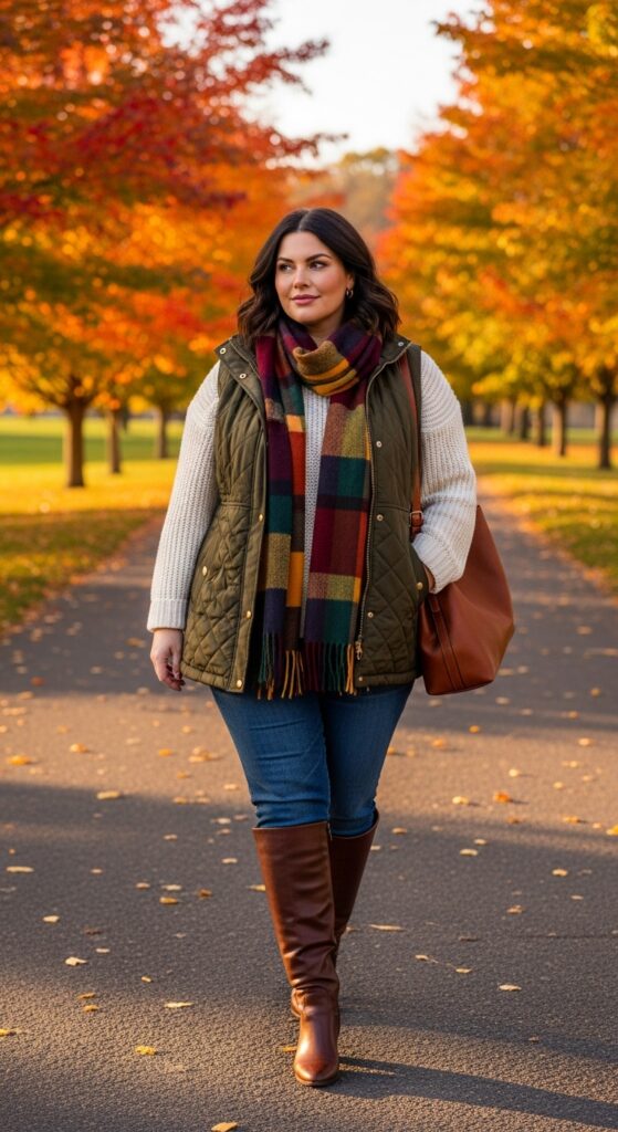 14 Plus Size Fall Travel Outfits for Comfort & Style on the Go 13 The Quilted Vest