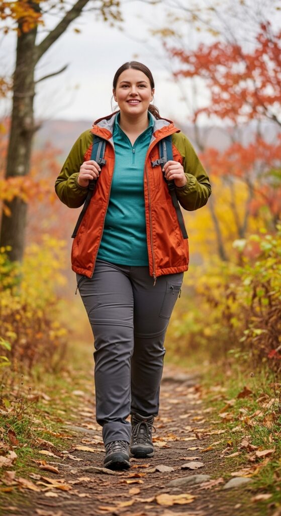 14 Plus Size Fall Hiking Outfits for Comfort & Confidence on the Trails 8 The Rain Jacket & Hiking Pant System
