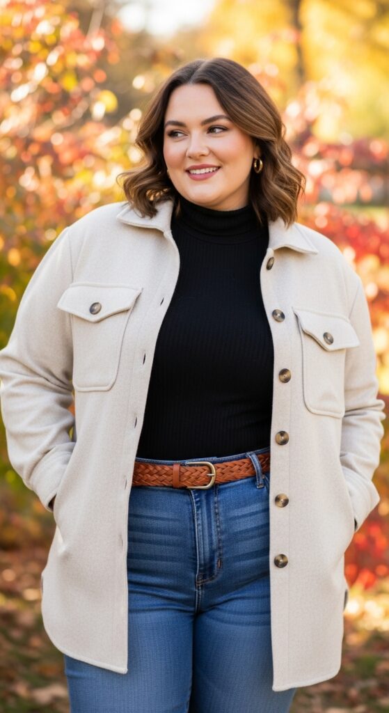 15 Plus Size Fall Inspiration Outfits to Ignite Your Style Confidence 16 The Shacket Outfit