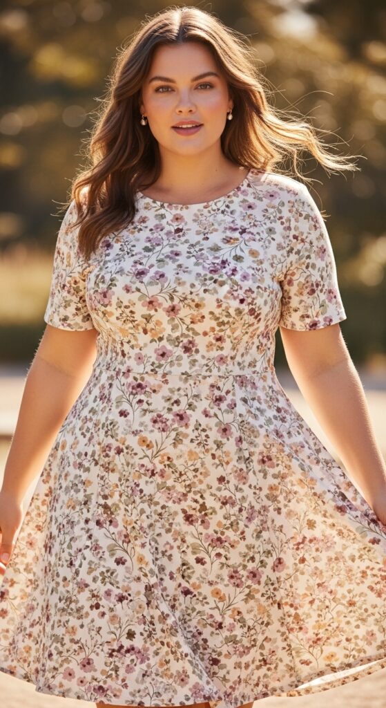 12 Plus Size Soft Autumn Outfits for Subtle, Radiant Style 13 The Subtle Floral Dress