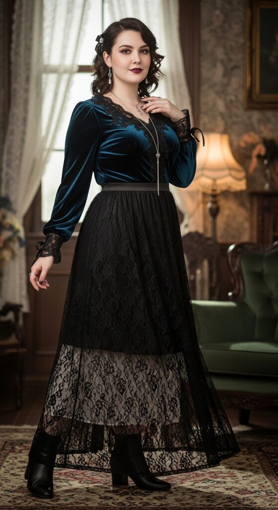 12 Plus Size Fall Alternative Outfits for the Confident, Curvy Woman 8 The Velvet and Lace Romance