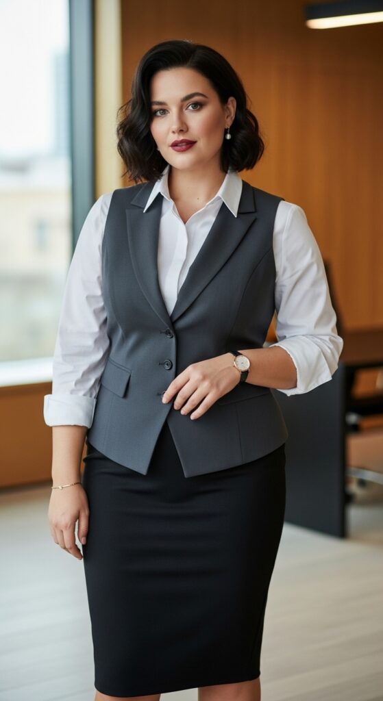 15 Plus Size Fall Work Outfits That Make You Feel Absolutely Fabulous (At Any Size!) 15 The Vest Alternative