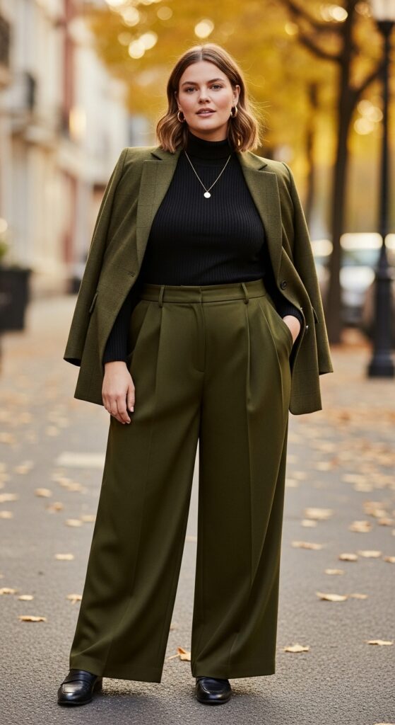 12 Plus Size Autumn Outfits for Effortless Style and Confidence 14 The Wide-Leg Trouser Set