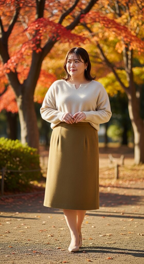12 Plus Size Japanese Autumn Outfits for Effortless Elegance 12 The Wool Blend Layers