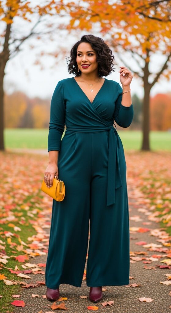 12 Plus Size Classy Fall Outfits for Effortless Elegance 7 The Wrap Jumpsuit