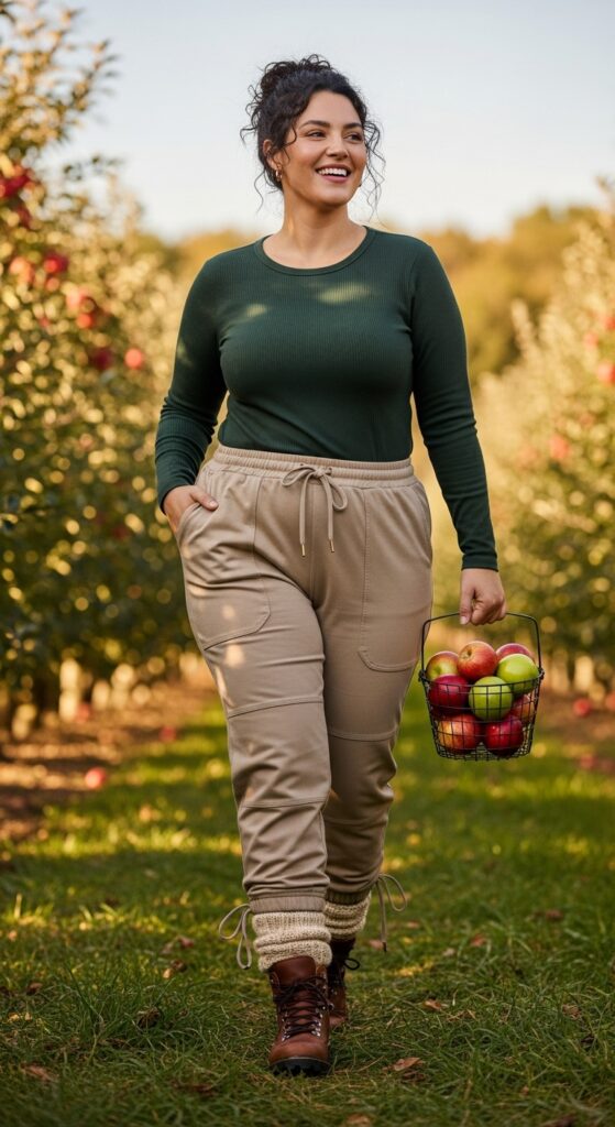 14 Plus Size Fall Athleisure Outfits Curvy Women Will Love 7 Thermal Long Sleeve & Utility Joggers