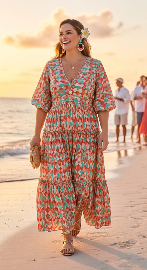 10 Stunning Plus Size Beach Wedding Guest Dresses Curvy Women Will Love 11 Tiered Maxi Dress