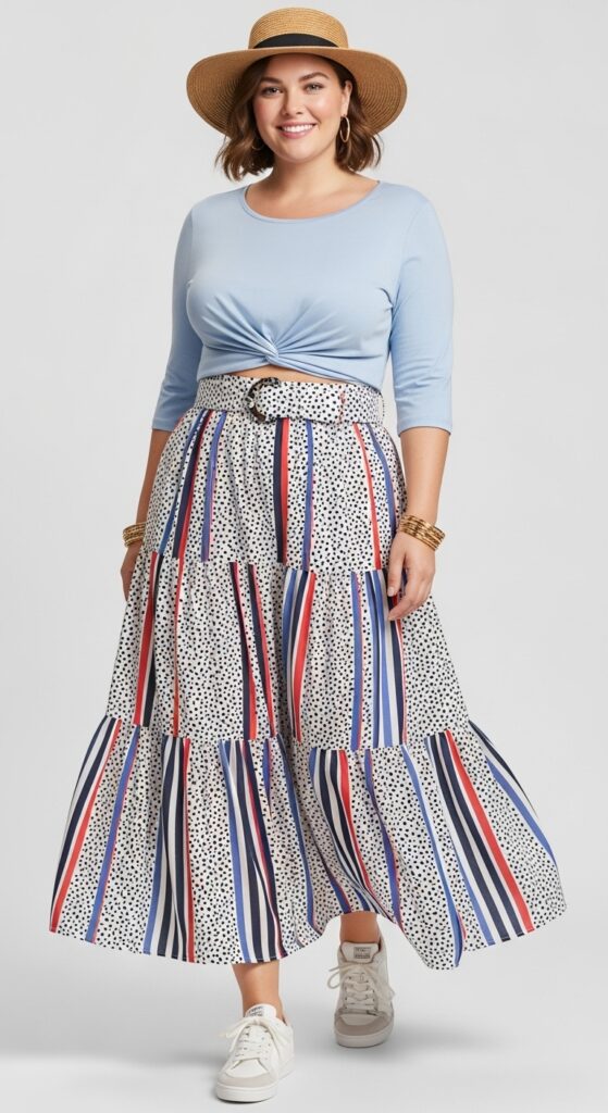 Tiered Maxi Skirt and Fitted Tee