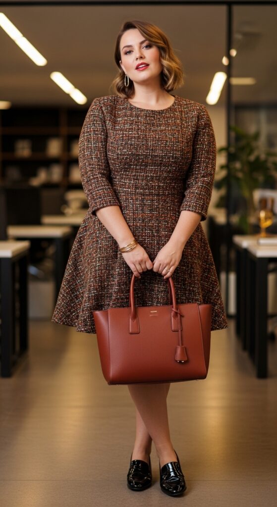 15 Plus Size Fall Dress Outfits That Celebrate Every Curve 10 Tweed Fit & Flare