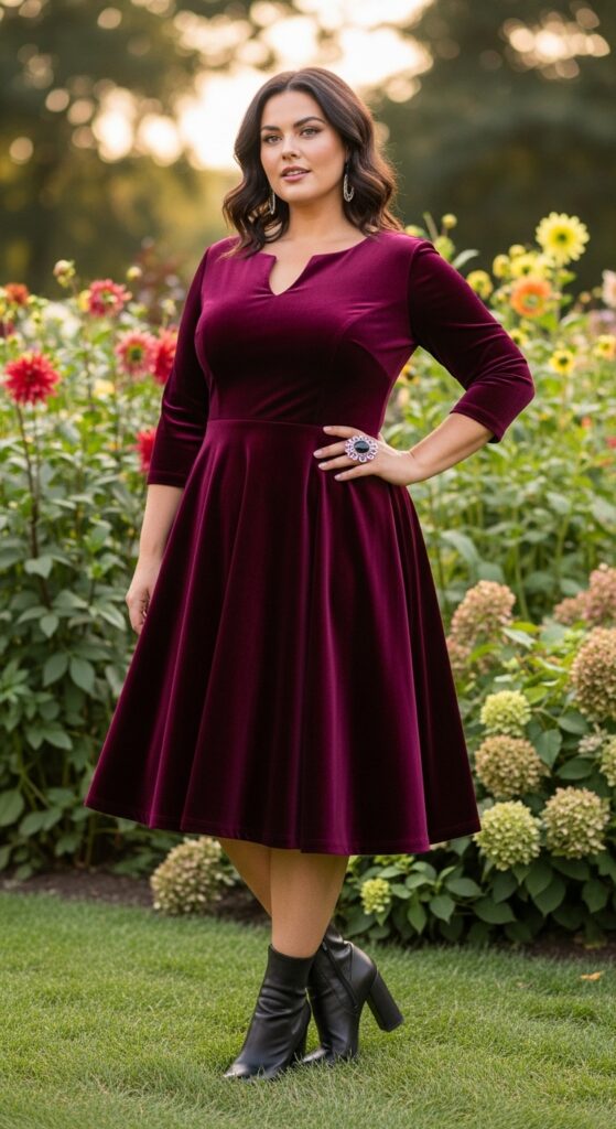 Velvet Tea-Length Dress
