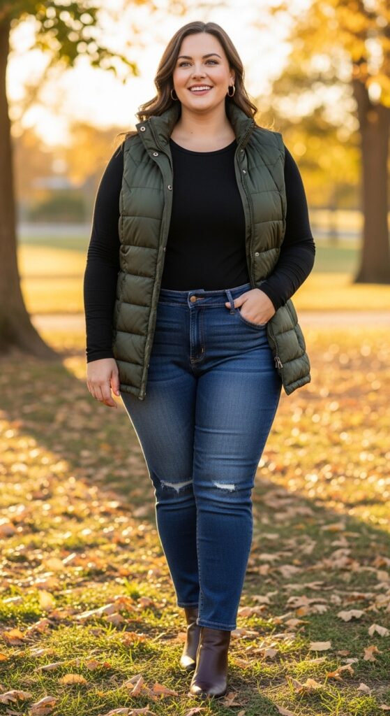 15 Plus Size Fall Inspiration Outfits to Ignite Your Style Confidence 17 Vest Interest