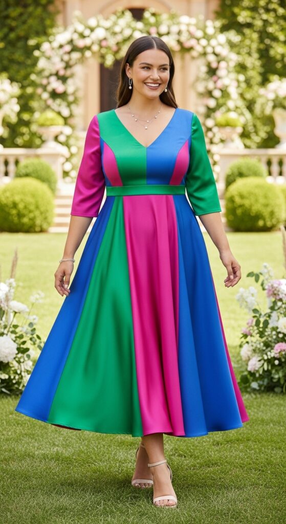 11 Stunning Plus Size Wedding Guest Dresses for Curvy Women That You’ll Love 12 Vibrant Color Block Dress