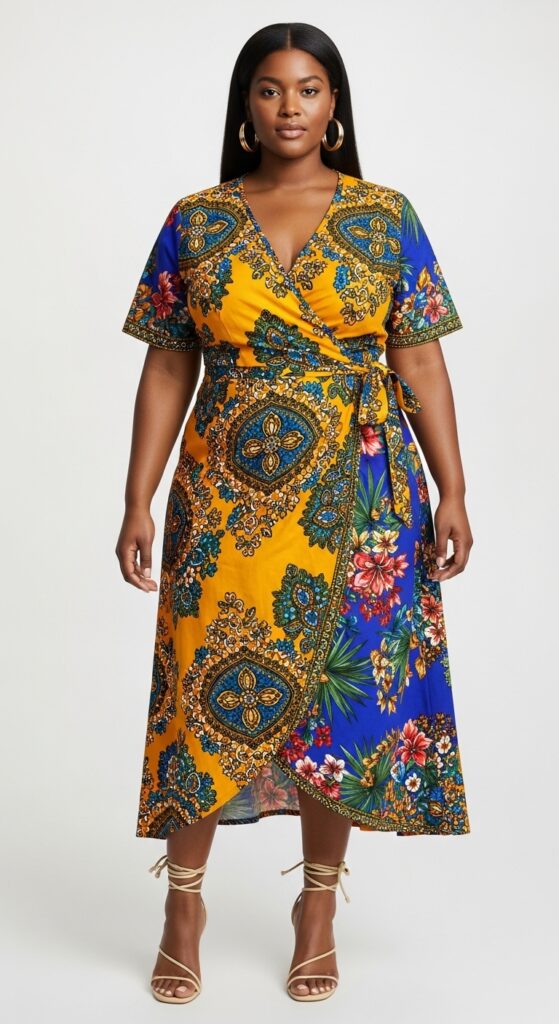 10 Fabulous Plus-Size Summer Outfits for Black Women to Slay the Season 3 Vibrant Wrap Dress