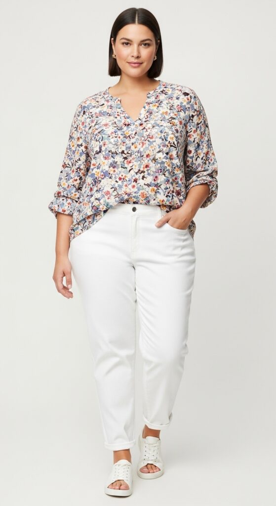 White Boyfriend Jeans & Blouse Effortlessly Chic