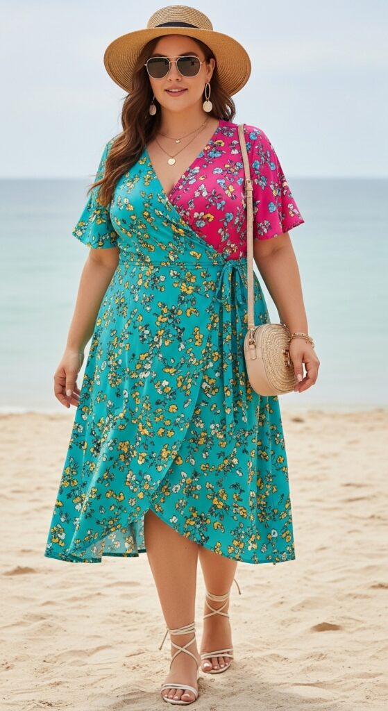 12 Stunning Plus-Size Summer Beach Outfits for a Chic Vacation Vibe 10 Wrap Dress Wonder