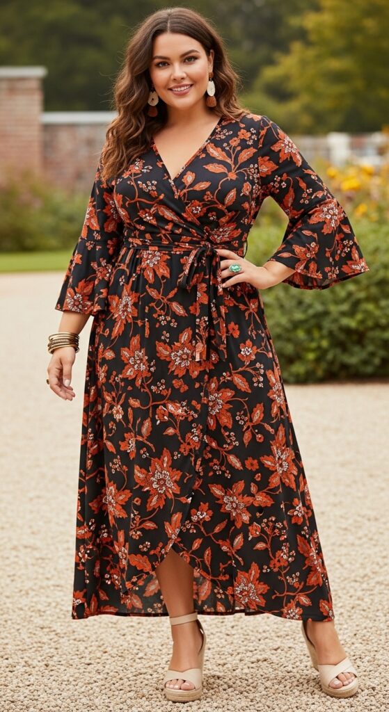 Wrap Dress with Bell Sleeves