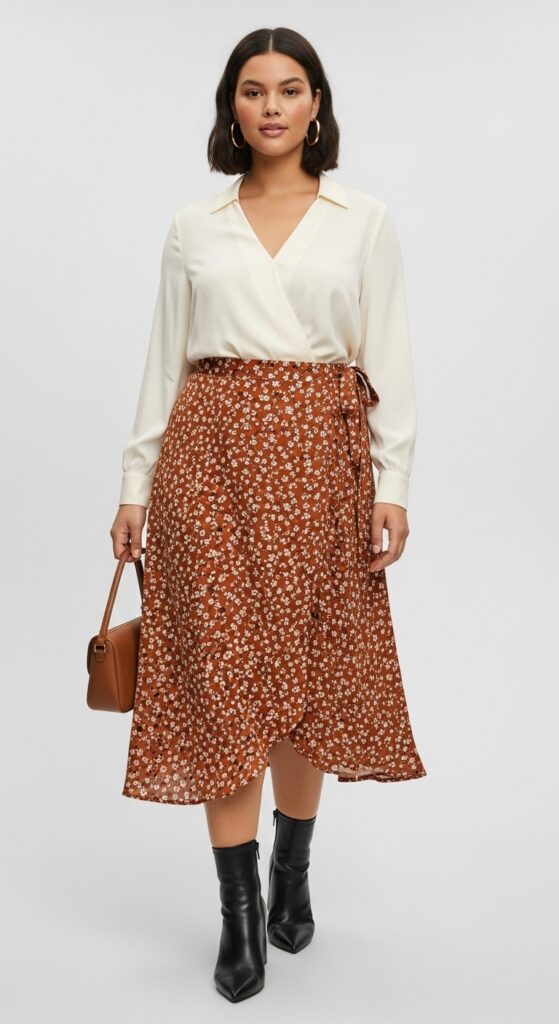 Wrap Skirt and Fitted Blouse