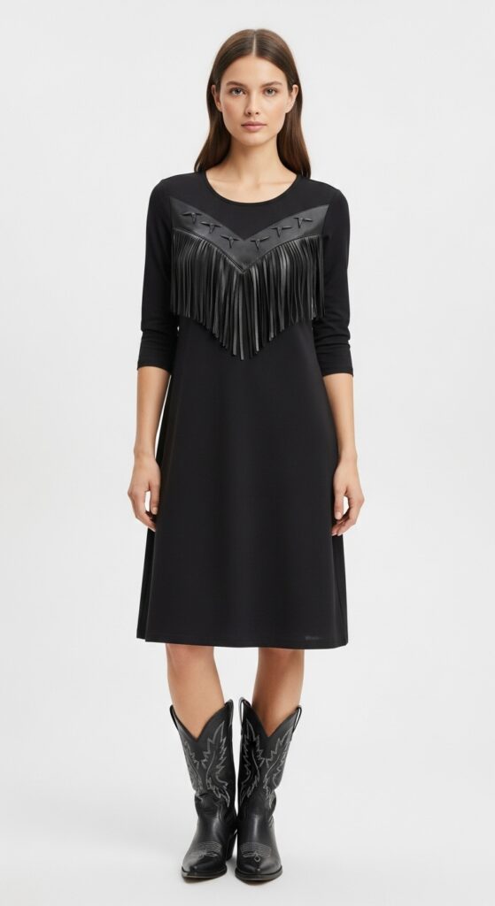 A-Line Dress with Western Details