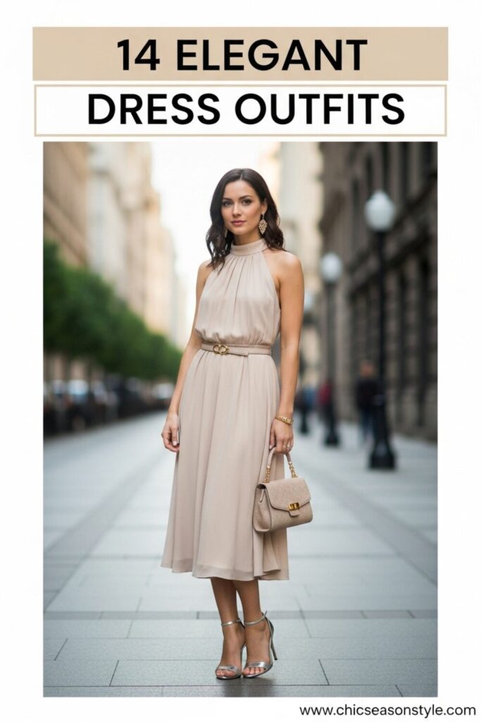 14 Elegant Beige Dress Outfits for Timeless Style 1 Beige Dress Outfit Elegant Style Tips