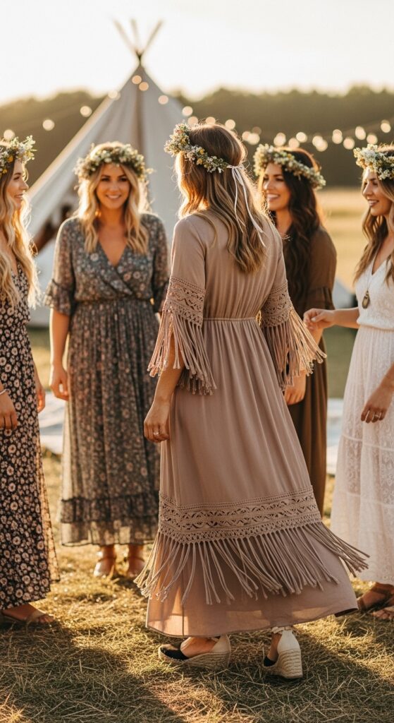 Boho Maxi Dress with Fringe