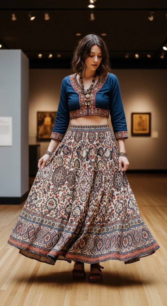 Boho Vibes Flowing Skirt & Cropped Top