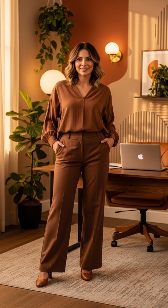 Brown Matching Set with Heels