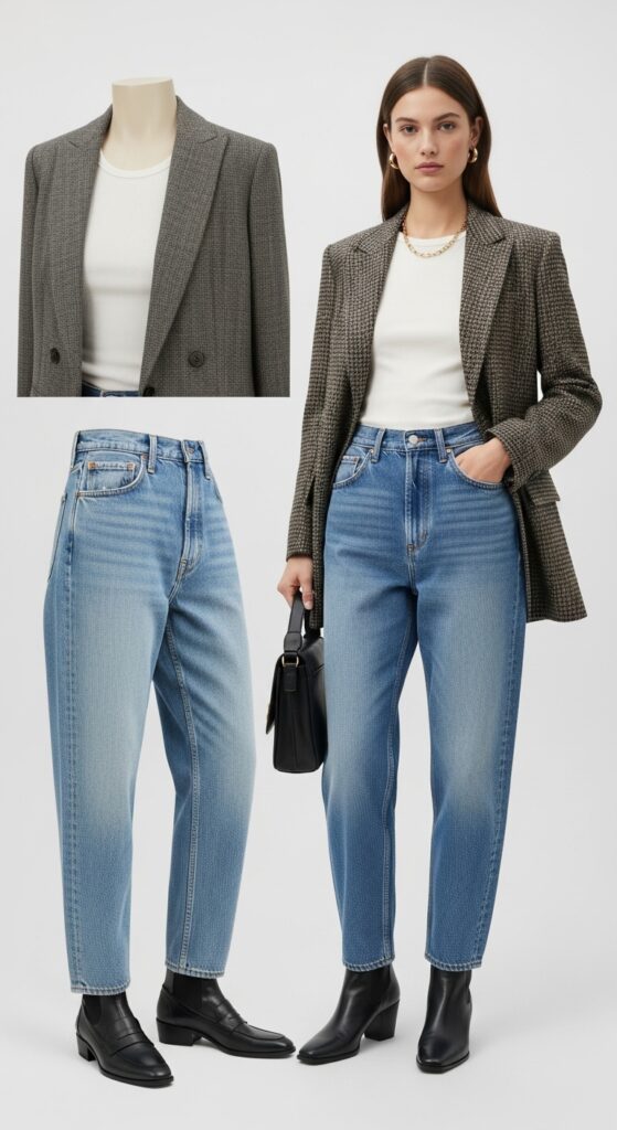 Chic Blazer and Baggy Jeans