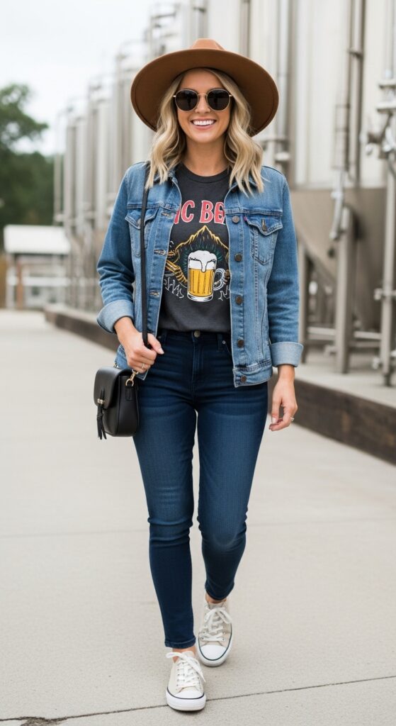 Denim Jacket and Graphic Tee Casual Yet Cool