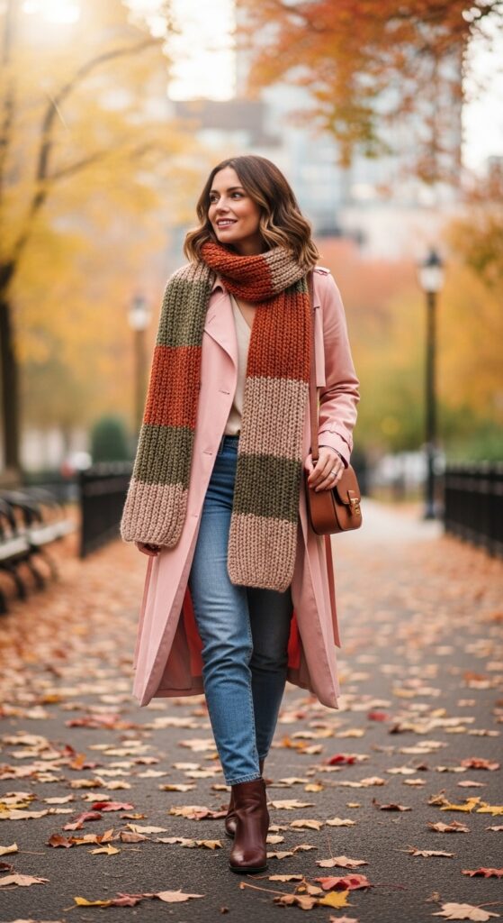 Fall Pink Trench Coat Look