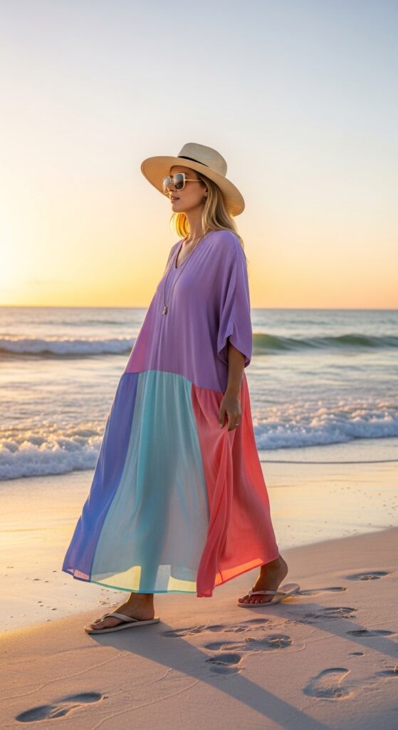 Flowy Maxi Dress with Straw Hat