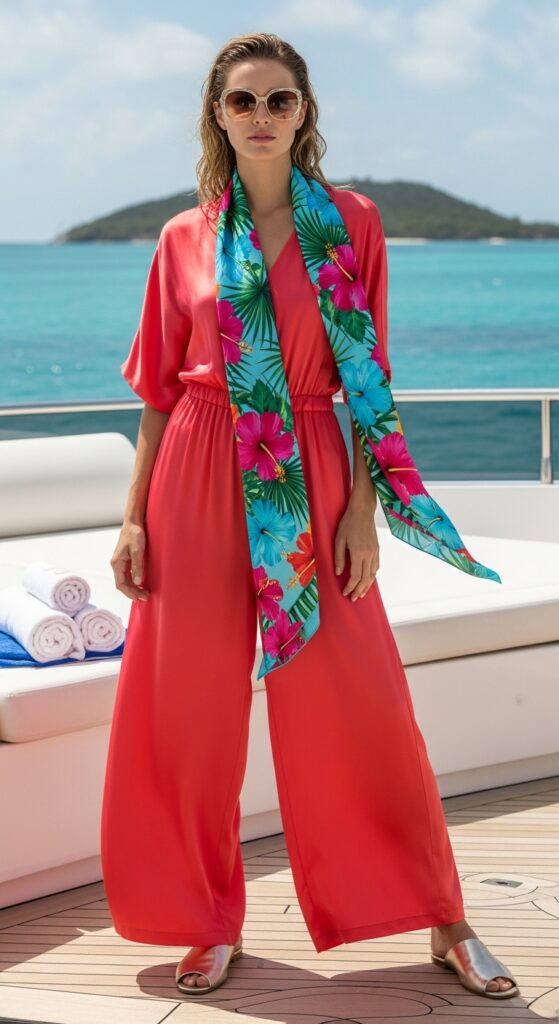 12 Dreamy Maldives Outfit Ideas for Your Island Paradise 12 Jumpsuit with Scarf